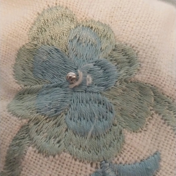 Pier 1 One Embroidered Moroccan Boho Accent Throw Pillow Cover Blue Crea… - Picture 9 of 10